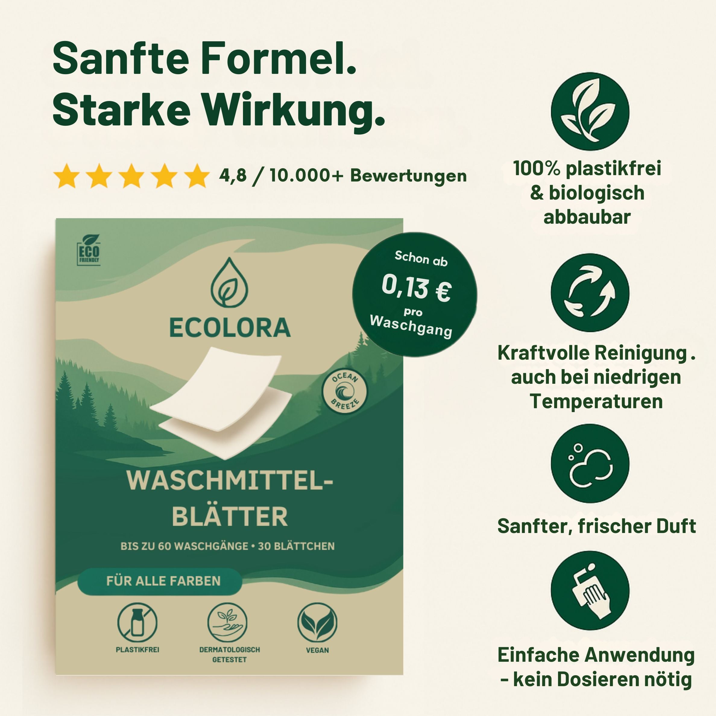 Umweltfreundliche Waschmittel Blätter