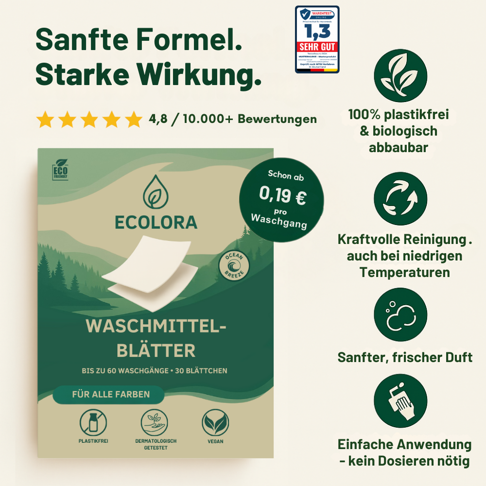 Umweltfreundliche Waschmittelblätter