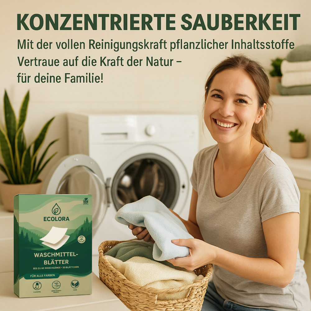 Umweltfreundliche Waschmittelblätter